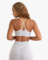 BO&TEE SOFT ACTIVE V-NECK SPORTS BRA 'WITH LOVE EDIT' GREY MARL